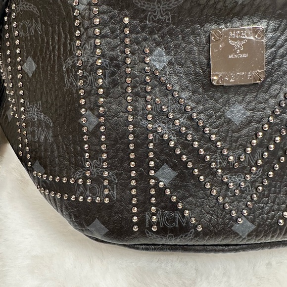 MCM Black Leather belt Bag with Silver Studs -unisex with dust bag - Picture 3 of 15